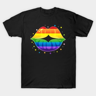 Funny Lesbian Gay Pride Lgbt Lips Flags T-Shirt